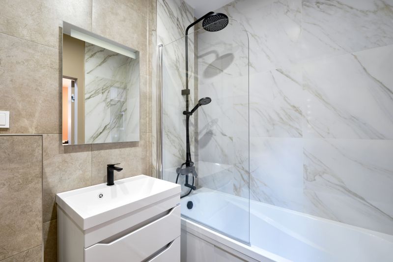 Master Bathroom with Marble Flooring
